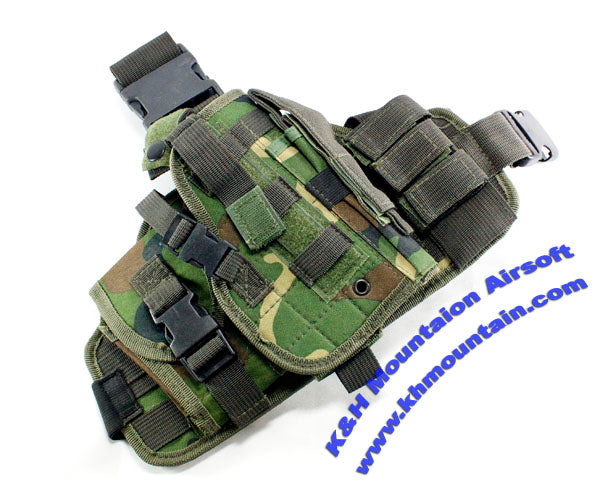 Universal Component Molle Dropleg Pistol Holster / Woodland
