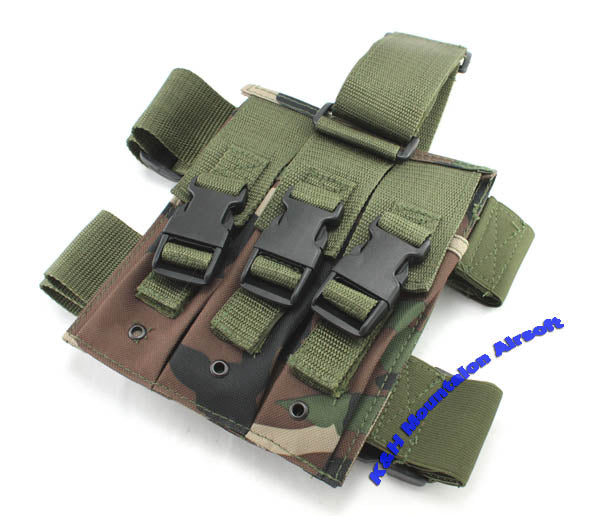 SWAT Triple MP5 Magazine Dropleg Pouch (Woodland)