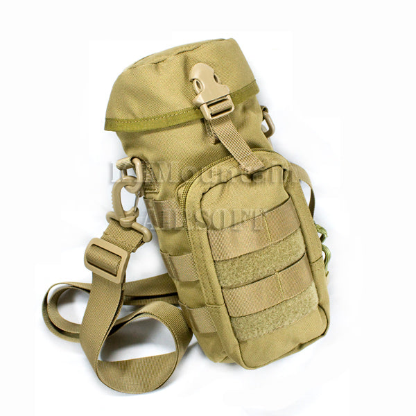900D Nylon Radio & Water Bottle Multi- Function Molle Pouch / TAN
