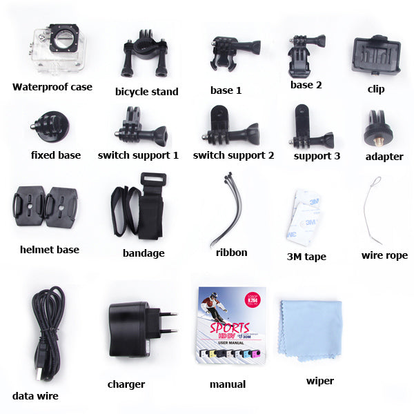 Sports DV Action Waterproof Camera 1080P HD 12MP with Wifi / WE