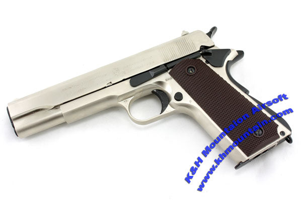 Bell M1911 Gas Blowback Metal Pistol withmarking #EG723 / Silver