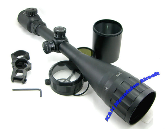 A.C.M. 6-24 x 50 AOE with Red and Green Illuminated Rifle Scope