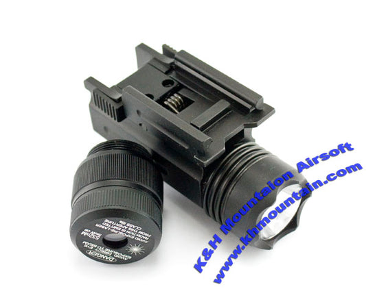 QD Pistol LED Flashlight X3000 with Green Laser / Black