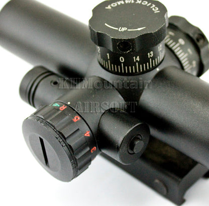 Tactical 1-6 x 22 Red & Green Illuminated Rifle Scope with Laser