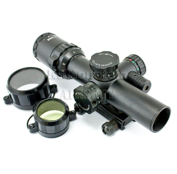 Tactical 1-6 x 22 Red & Green Illuminated Rifle Scope with Laser