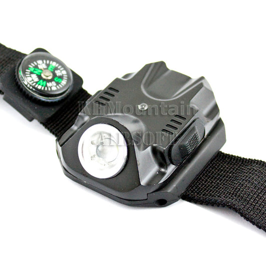 Tactical LED Rechargeable Wrist Watch Flashlight with Compass