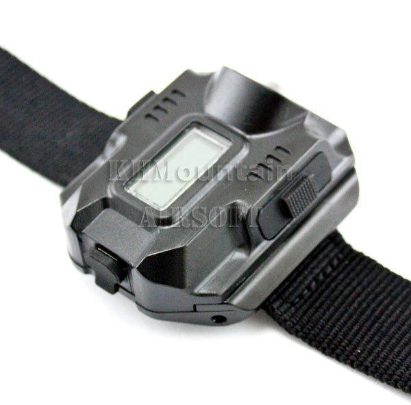 Tactical LED Display Rechargeable Wrist Watch Flashlight / Black