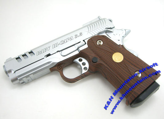 Baby Hi-Capa 3.8 Gas Blowback Metal Pistol / Silver