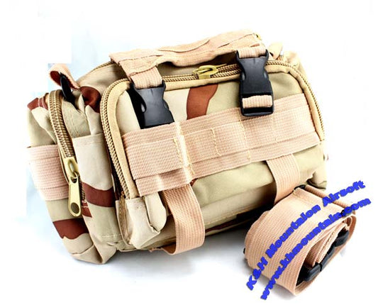 Tactical 3-Way Waist / shoulder utility Pouch Molle bag / TAN