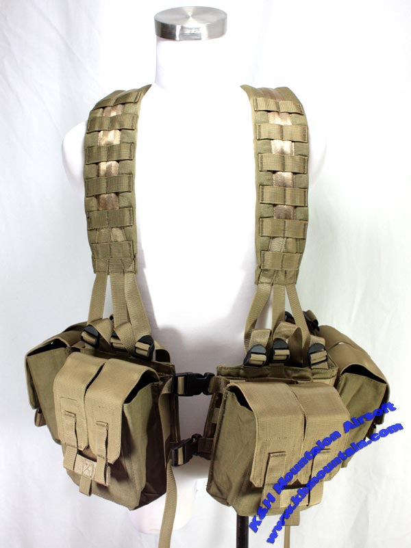 New Molle Assault Vest with M249 mag pouches / TAN