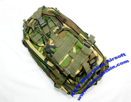 Tactical 3D Style Versatile Molle Back Pack / Woodland