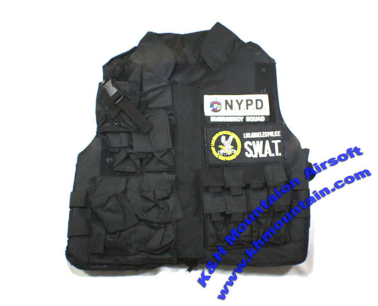Tactical L.A. Police SWAT Style Assault Vest with pouches / BK