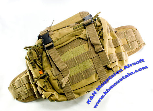 Tactical Waist /w Shoulder Utility Pouch Molle bag / Large / TAN