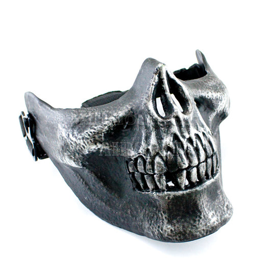 Skull Style Lower Face Plastic Mask / Silver Black
