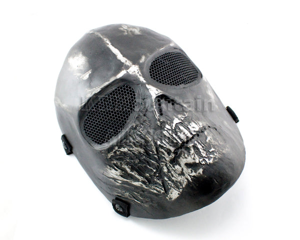 Skull Style Army of Two Mask with Mesh Goggles / Silver Black