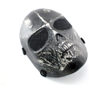 Skull Style Army of Two Mask with Mesh Goggles / Silver Black