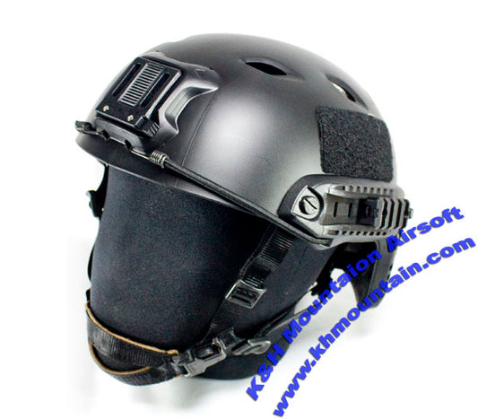 Hard Plastic Helmet with NVG Mount Two Side Rail / (Black)