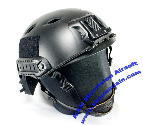 Hard Plastic Helmet with NVG Mount Two Side Rail / (Black)