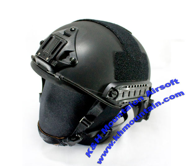V2 ハードプラスチックヘルメット NVG マウント 2 サイドレール付き / (ブラック)