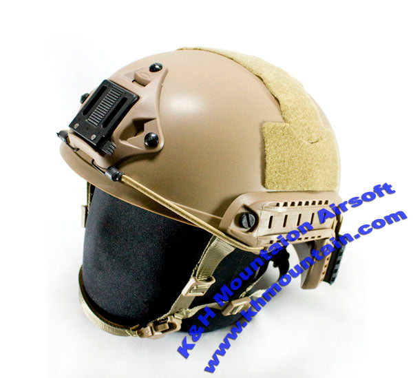 V2 硬質プラスチック ヘルメット NVG マウント 2 サイド レール付き / (TAN)
