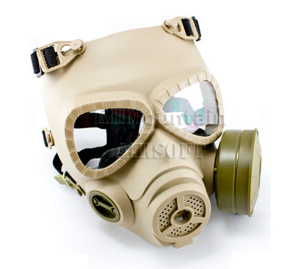 Full Face Protector Gas Mask with Fan Ventilation System / TAN