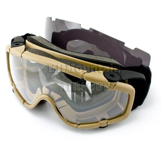 Tactical Goggles with Spare Len for Helmet / TAN