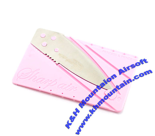 折りたたみカード型ステンレスナイフ/ピンク