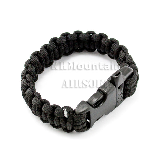 550 Paracord 9" Suvival Bracelet with Whistle / Black