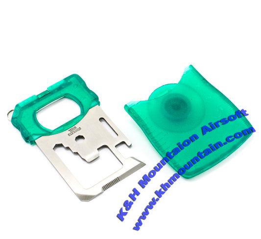 Stainless Steel Multifunction Pocket Card Shape Tool / Green