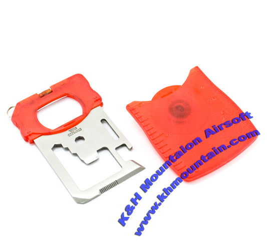 Stainless Steel Multifunction Pocket Card Shape Tool / Red