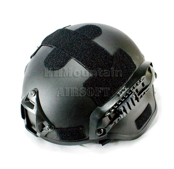 MICH Style Helmet with NVG Mount Two Side Rail / Black