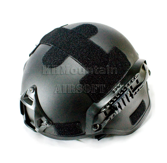 MICH スタイル ヘルメット NVG マウント 2 サイド レール付き / ブラック