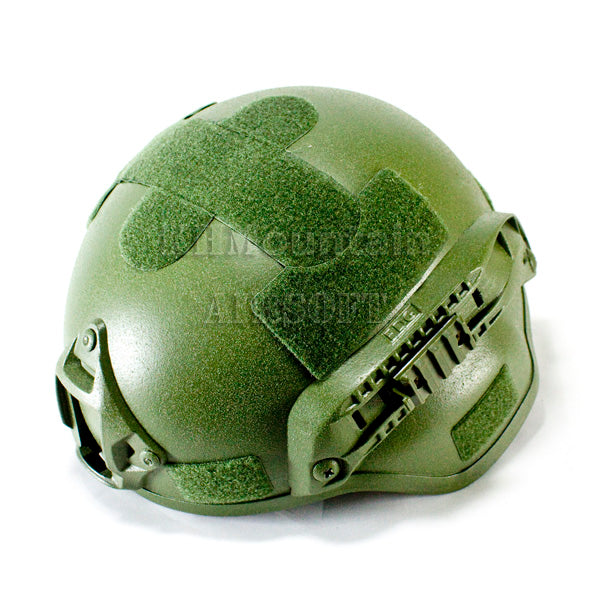MICH Style Helmet with NVG Mount Two Side Rail / Green