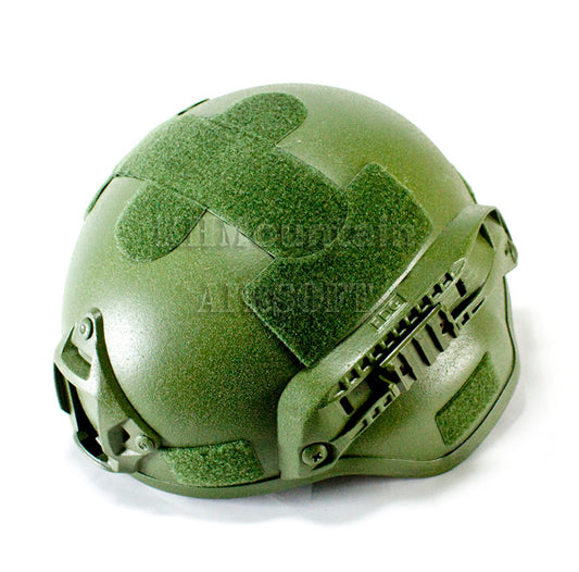 MICH スタイル ヘルメット NVG マウント 2 サイド レール付き / グリーン