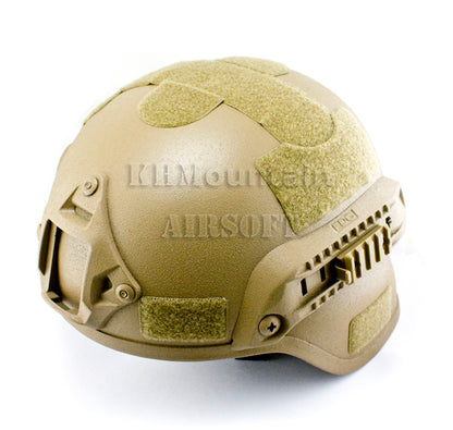 MICH Style Helmet with NVG Mount Two Side Rail / TAN
