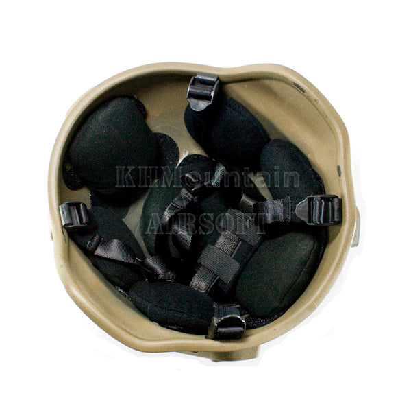 MICH Style Helmet with NVG Mount Two Side Rail / TAN