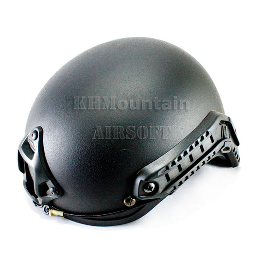 MICH 2001 スタイル ヘルメット NVG マウント 2 サイド レール付き / ブラック