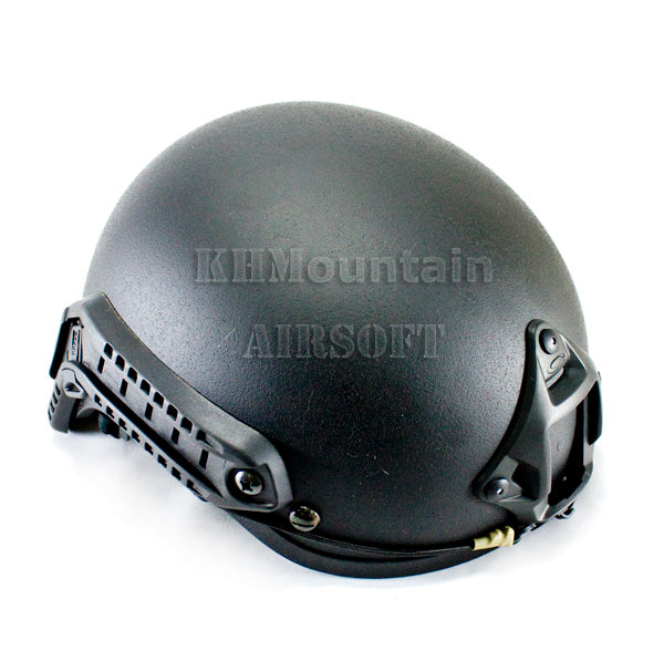 MICH 2001 スタイル ヘルメット NVG マウント 2 サイド レール付き / ブラック