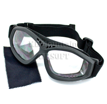 Military Polycarbonate Protection Clear Glasses Goggles (Black)