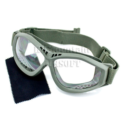 Military Polycarbonate Protection Clear Glasses Goggles (Green)