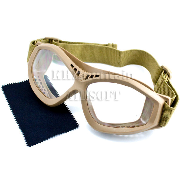 Military Polycarbonate Protection Clear Glasses Goggles (TAN)