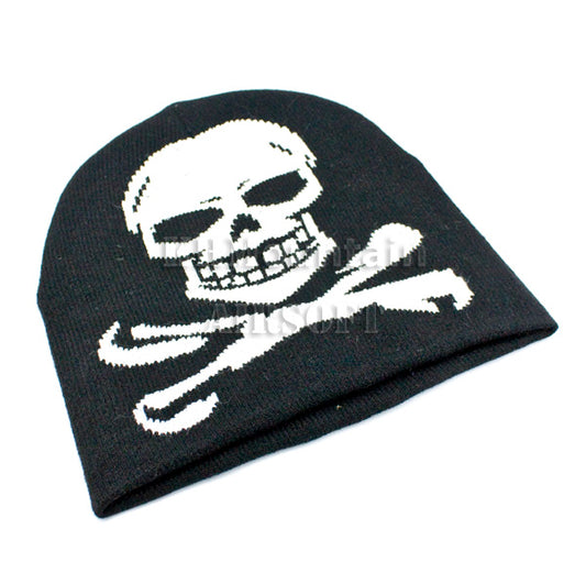 Fleece Watch Cap with Skull Logo / Black