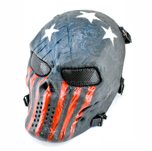 Skull Style Full Face Mask with Mesh Goggle / Black Star