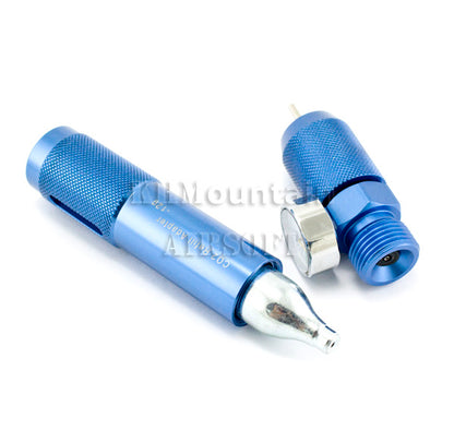 Portable Full Metal 12g CO2 Refill Charger with PSI gauge / Blue