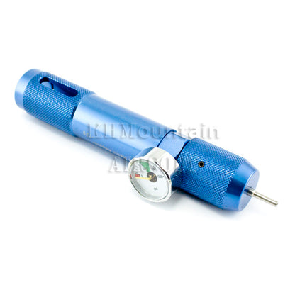 Portable Full Metal 12g CO2 Refill Charger with PSI gauge / Blue