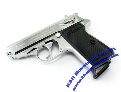 Full Metal PPK-007 Gas Blowback Pistol with Marking / Silver
