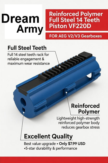 Dream Army Reinforced Polymer Full Steel 14 Teeth Piston