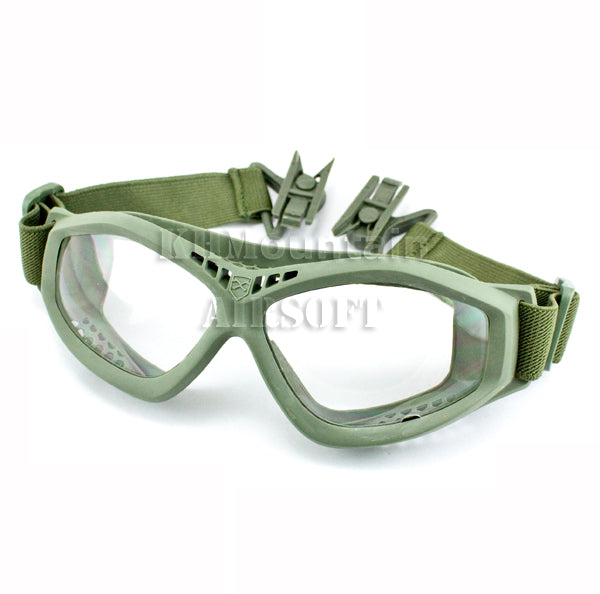 Dream Army Clear Glasses Goggles for FAST Helmet / Green