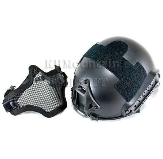 Dream Army FAST MH Helmet /w NVG Mount Two Side Rail & Mask / BK