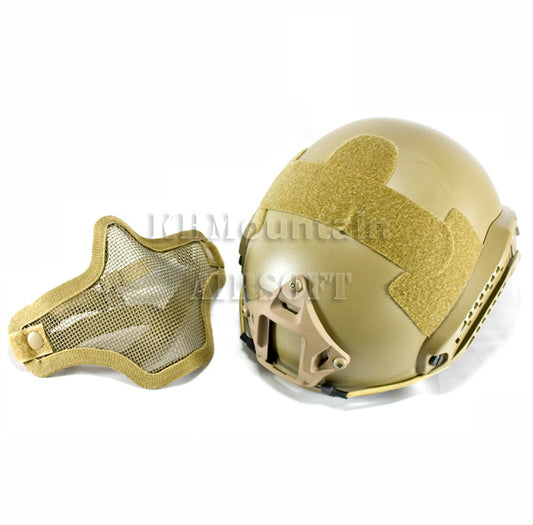 Dream Army FAST MH Helmet /w NVG Mount Two Side Rail & Mask / DE